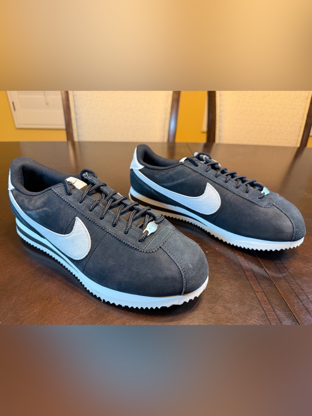 New Nike Cortez Black White Suede Sneaker Shoes Size US 11.5